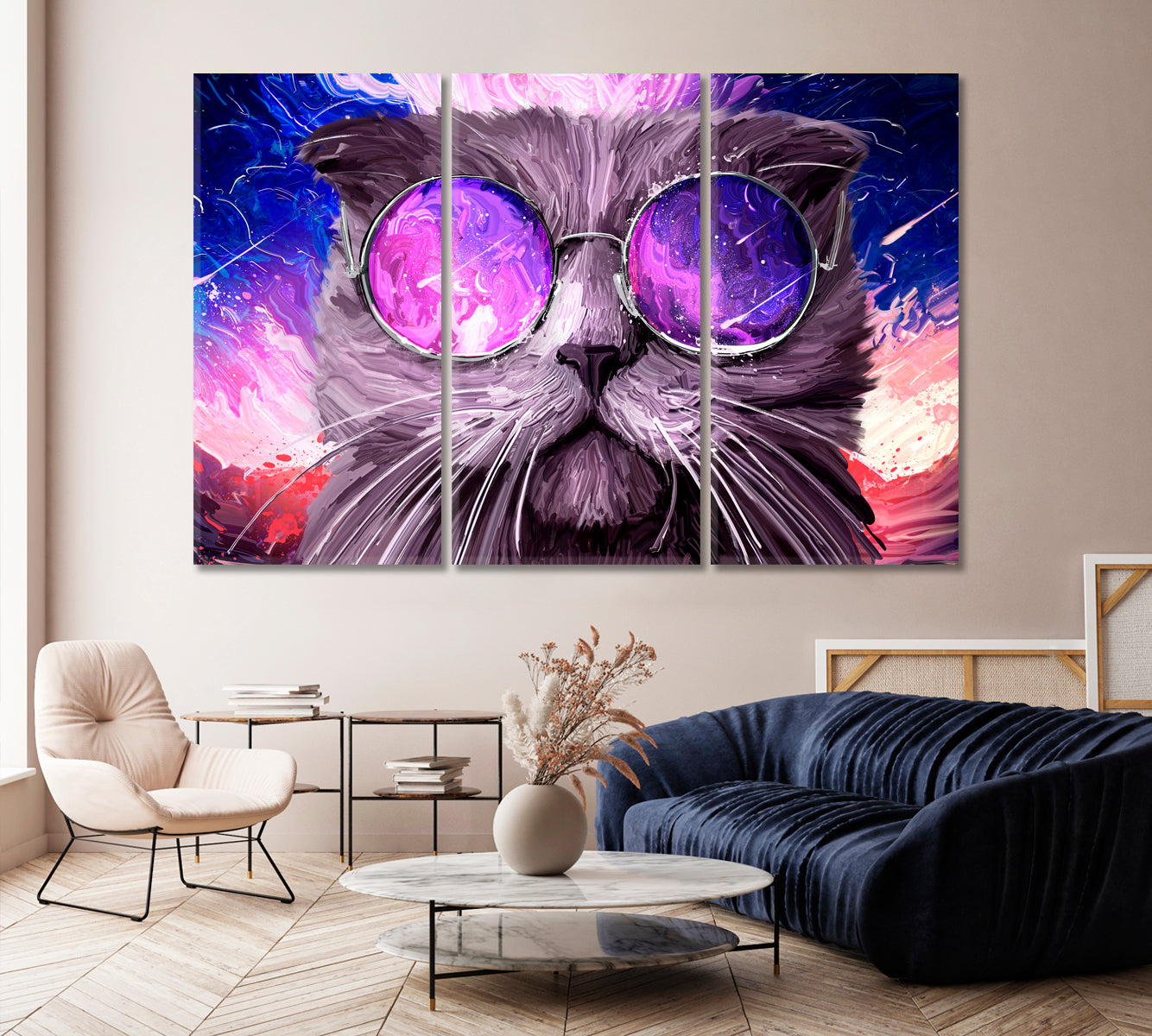 Funny Cat in Glasses Art Canvas Print-Canvas Print-CetArt-1 Panel-24x16 inches-CetArt