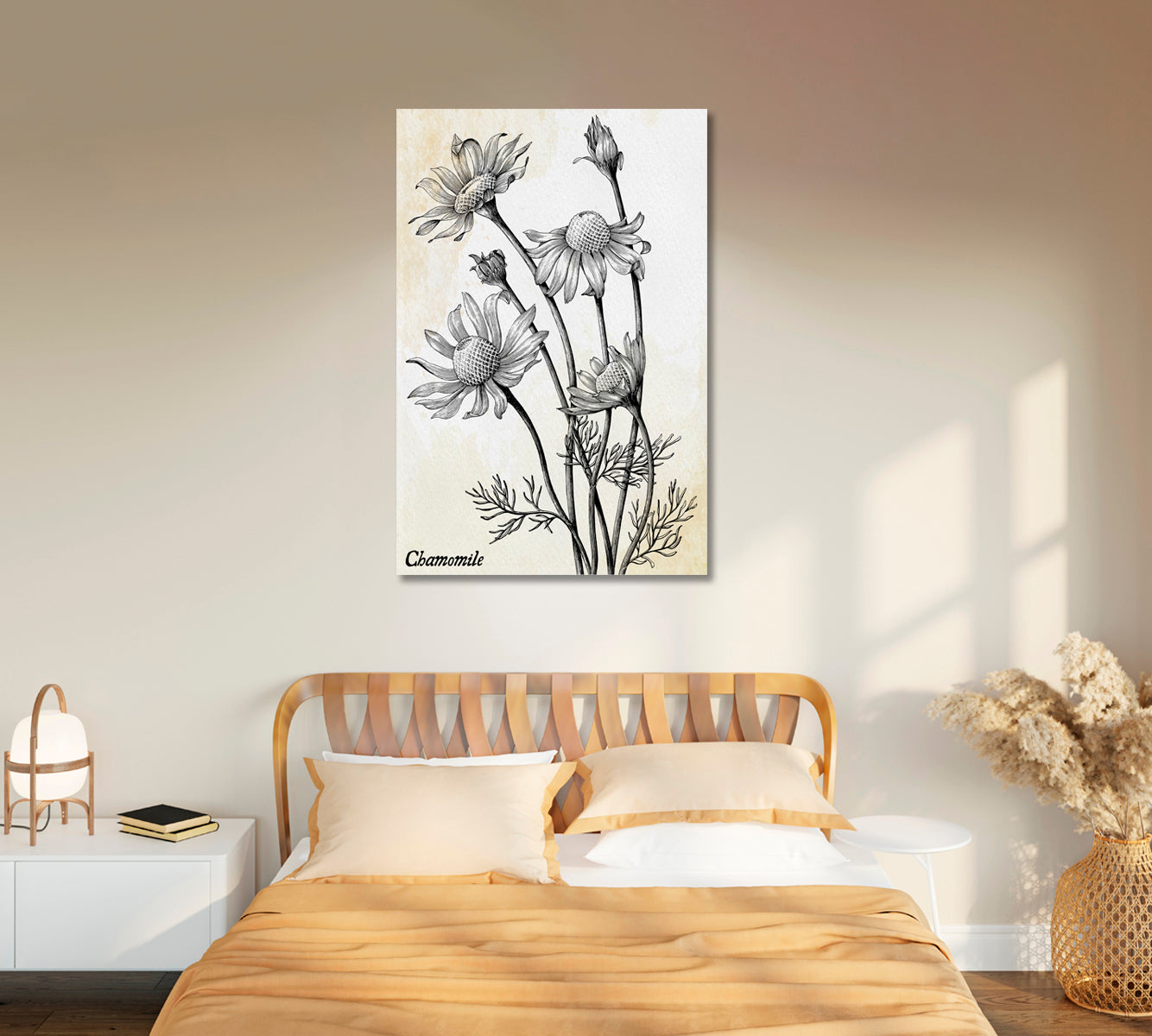 Chamomile Flowers Vintage Wall Art Decor-Canvas Print-CetArt-1 panel-16x24 inches-CetArt