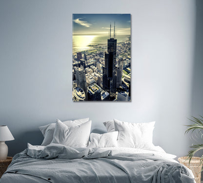 Chicago City Skyline Print Canvas Art-Canvas Print-CetArt-1 panel-16x24 inches-CetArt