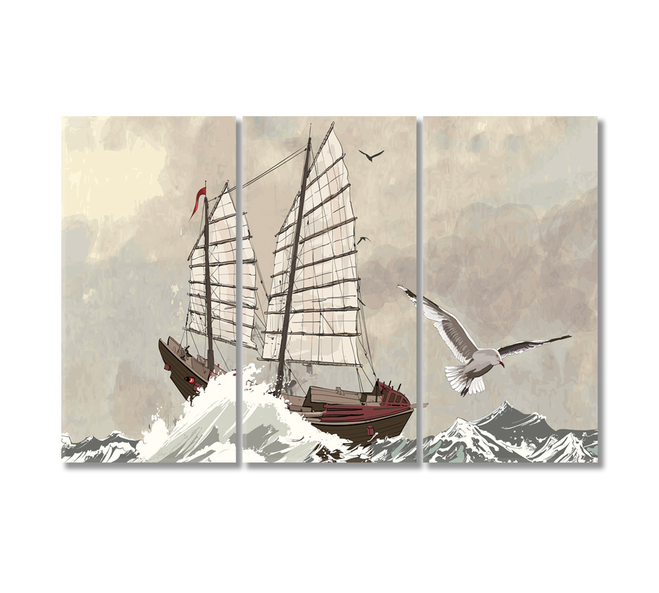 Old Sailing Ship Canvas Interior Design-Canvas Print-CetArt-3 Panels-36x24 inches-CetArt
