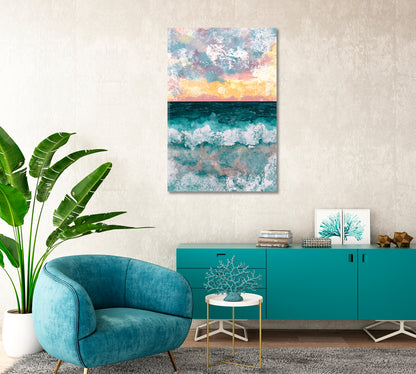 Abstract Sea Waves Modern Wall Decor-Canvas Print-CetArt-1 panel-16x24 inches-CetArt