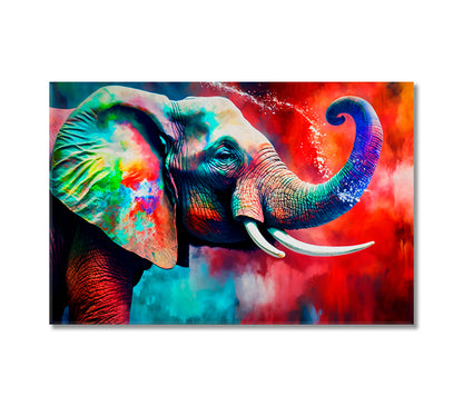 Colorful Elephant Canvas Home Decor-Canvas Print-CetArt-1 Panel-24x16 inches-CetArt