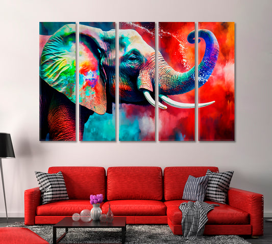 Colorful Elephant Canvas Home Decor-Canvas Print-CetArt-1 Panel-24x16 inches-CetArt