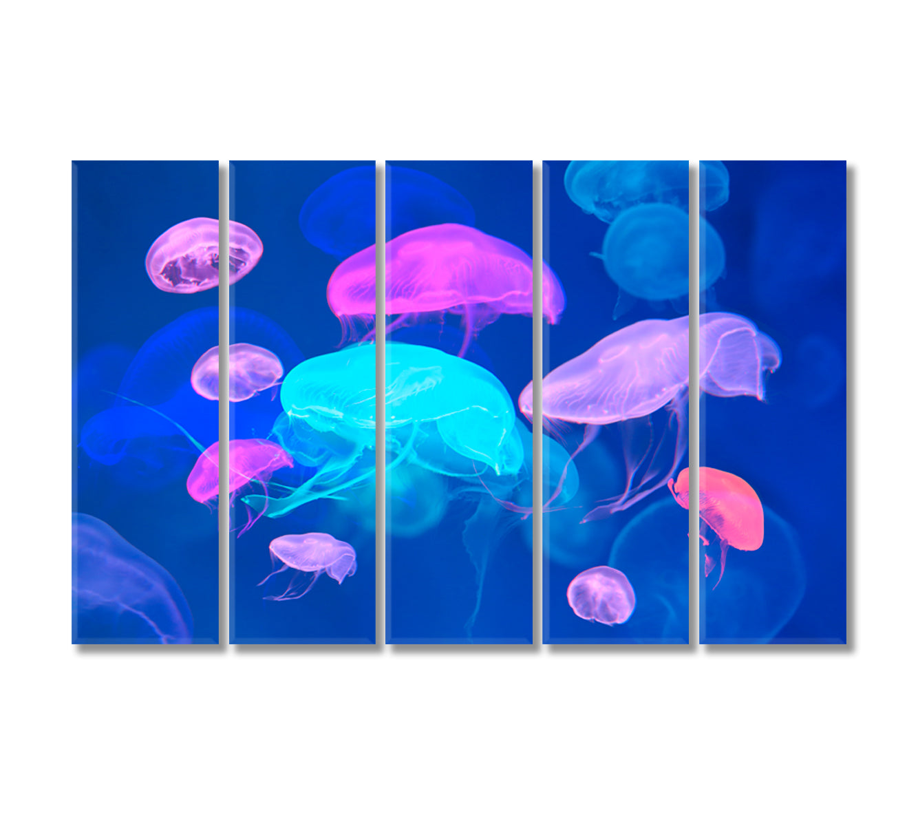 Colorful Jellyfish Canvas Wall Decor-Canvas Print-CetArt-5 Panels-36x24 inches-CetArt