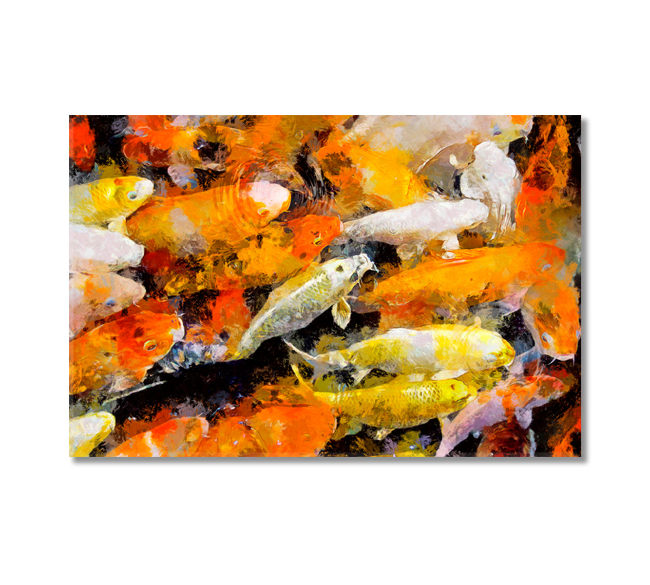 Japanese Koi Fishes Art For Home-Canvas Print-CetArt-1 Panel-24x16 inches-CetArt