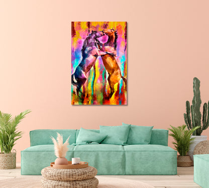 Abstract Colorful Horses Canvas Home Decor-Canvas Print-CetArt-1 panel-16x24 inches-CetArt
