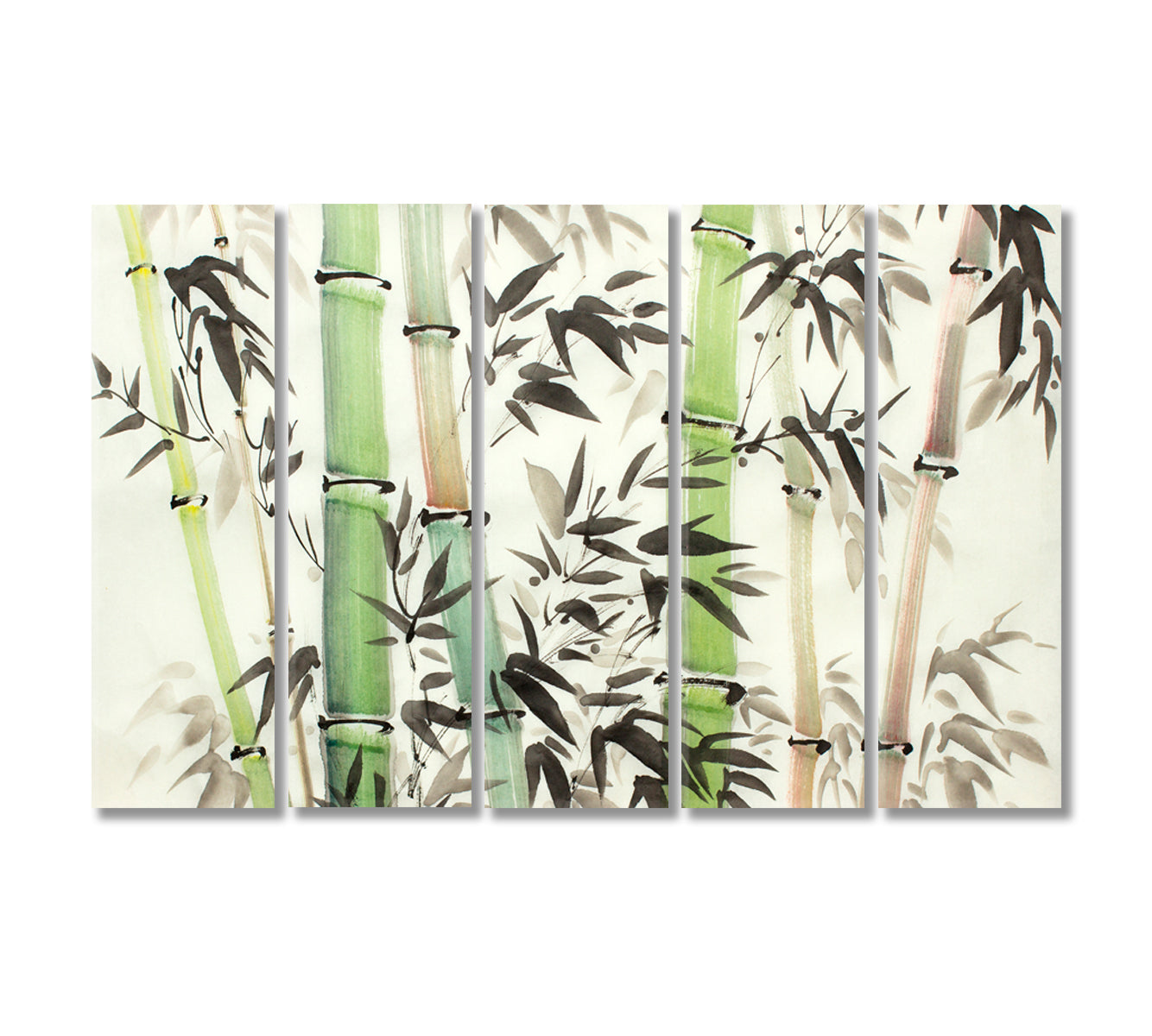 Bamboo Modern Abstract Canvas Artwork-Canvas Print-CetArt-5 Panels-36x24 inches-CetArt
