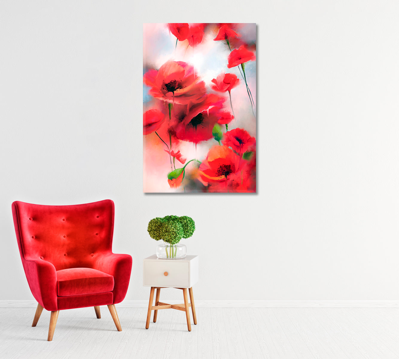 Red Poppies Abstract Canvas Print-Canvas Print-CetArt-1 panel-16x24 inches-CetArt
