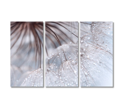 Dandelion with Drops Modern Wall Art-Canvas Print-CetArt-3 Panels-36x24 inches-CetArt