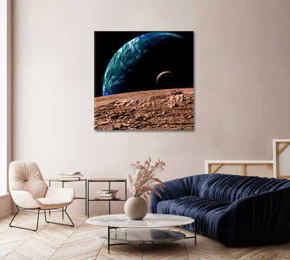 Earth in Deep Space Modern Art-Canvas Print-CetArt-1 panel-12x12 inches-CetArt