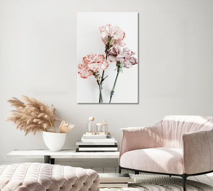 Delicate Carnation Flowers Canvas Art Stretched-Canvas Print-CetArt-1 panel-16x24 inches-CetArt