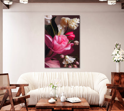 Elegant Roses Still Life Wall Art-Canvas Print-CetArt-1 panel-16x24 inches-CetArt