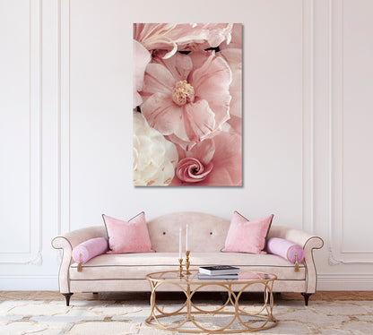 Tender Camellia Flowers Trendy Wall Decor-Canvas Print-CetArt-1 panel-16x24 inches-CetArt