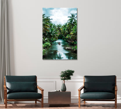 Palm Tree Jungle River Canvas Print-Canvas Print-CetArt-1 panel-16x24 inches-CetArt