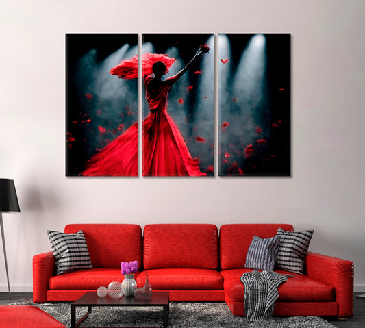Flamenco Dancer Canvas Wall Art-Canvas Print-CetArt-1 Panel-24x16 inches-CetArt