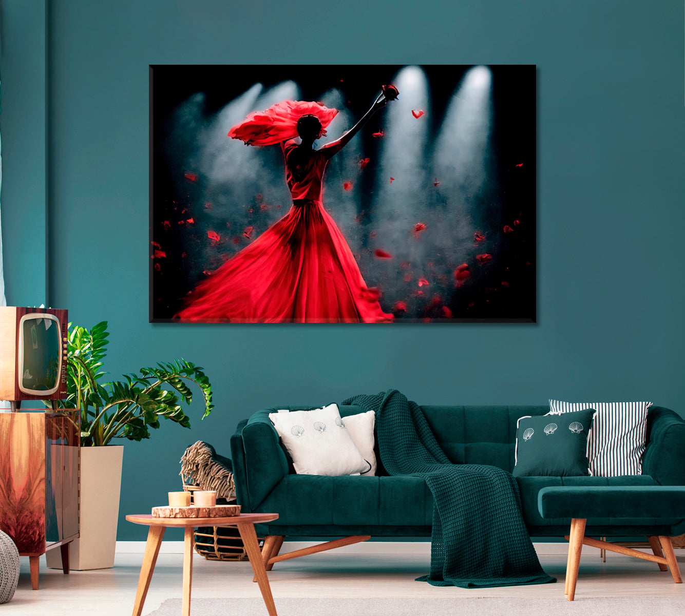 Flamenco Dancer Canvas Wall Art-Canvas Print-CetArt-1 Panel-24x16 inches-CetArt