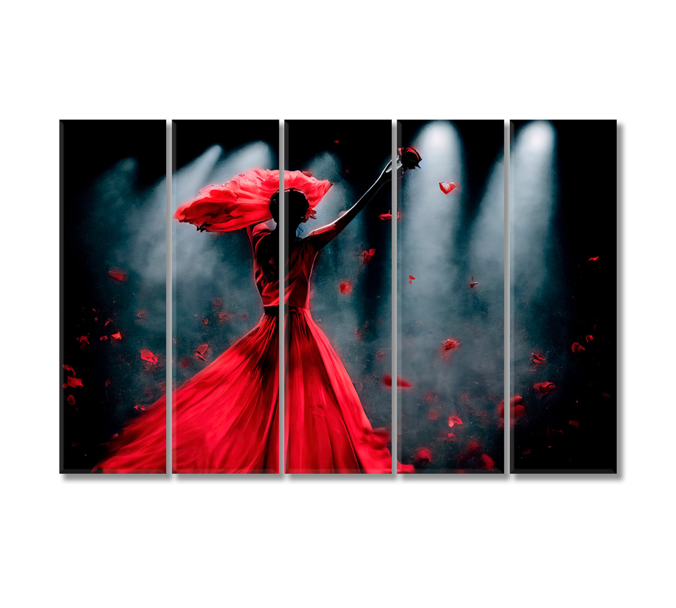 Flamenco Dancer Canvas Wall Art-Canvas Print-CetArt-5 Panels-36x24 inches-CetArt