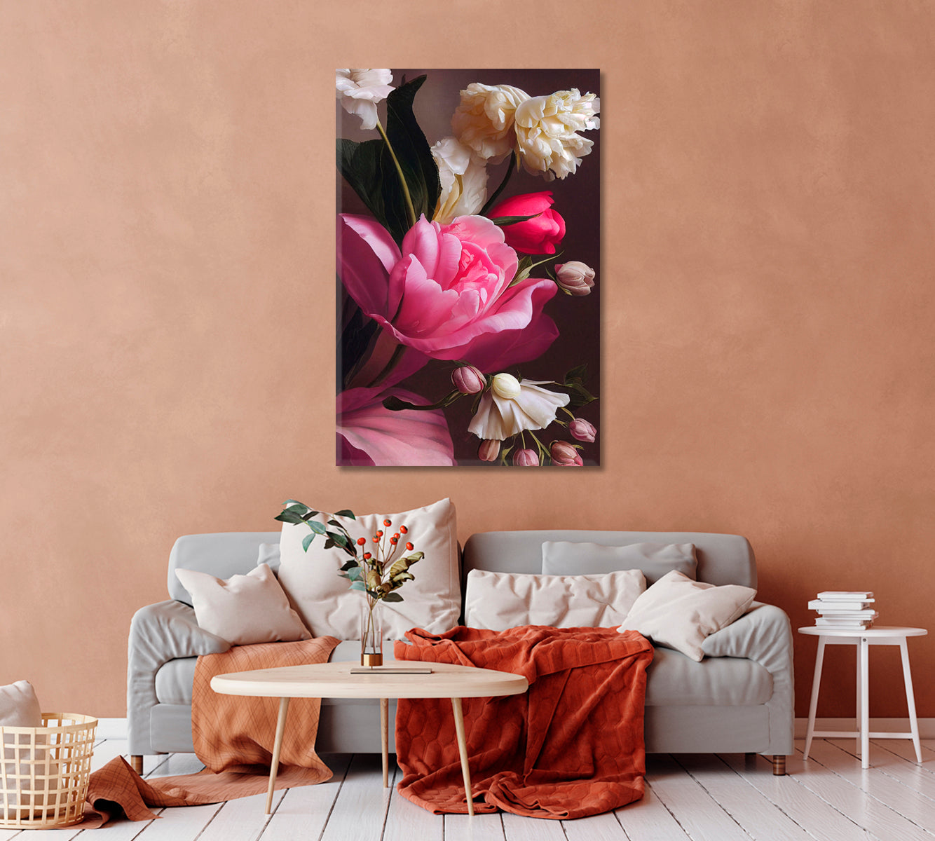 Elegant Roses Still Life Wall Art-Canvas Print-CetArt-1 panel-16x24 inches-CetArt