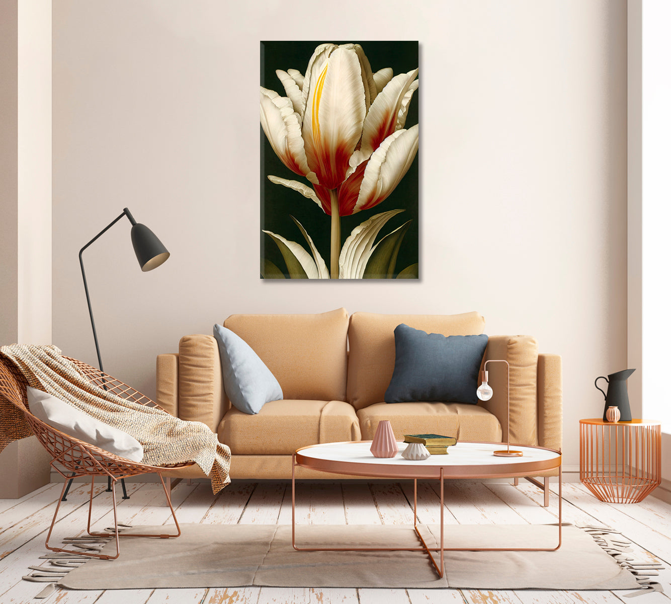 Beautiful Tulip Flower Canvas Home Decor-Canvas Print-CetArt-1 panel-16x24 inches-CetArt