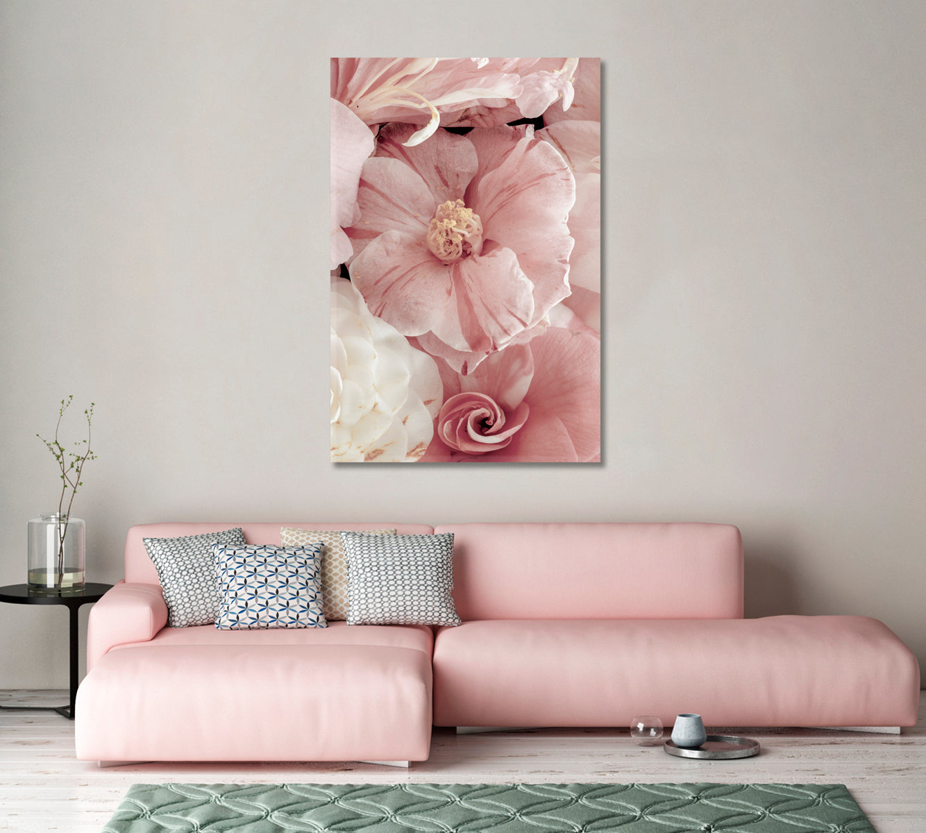 Tender Camellia Flowers Trendy Wall Decor-Canvas Print-CetArt-1 panel-16x24 inches-CetArt