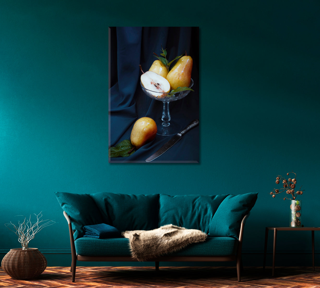 Pears Still Life Canvas Wall Decor-Canvas Print-CetArt-1 panel-16x24 inches-CetArt