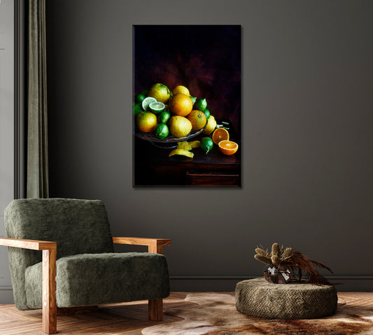Citrus Still Life High Quality Canvas-Canvas Print-CetArt-1 panel-16x24 inches-CetArt