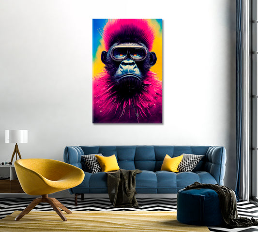 Hipster Monkey Colorful Canvas Wall Decor-Canvas Print-CetArt-1 panel-16x24 inches-CetArt
