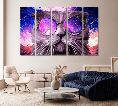 Funny Cat in Glasses Art Canvas Print-Canvas Print-CetArt-1 Panel-24x16 inches-CetArt