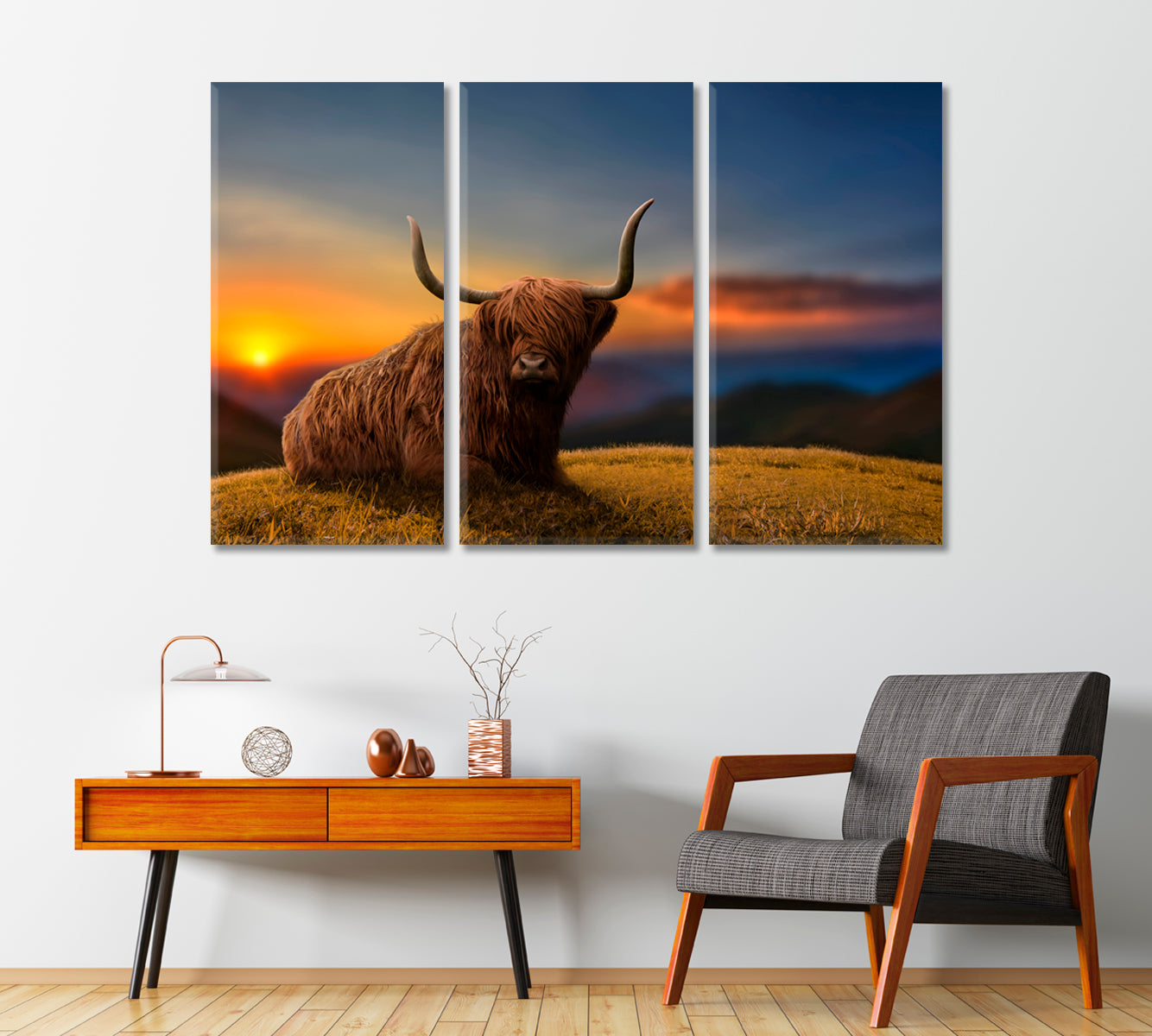 Beautiful Highland Cattle Home Art Decor-Canvas Print-CetArt-1 Panel-24x16 inches-CetArt