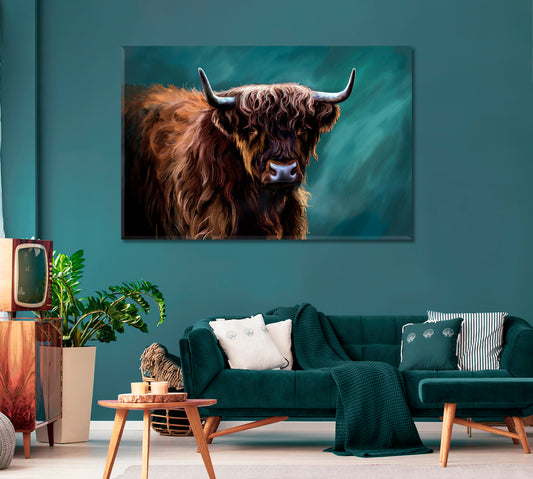 Highland Cow Art Print For Home-Canvas Print-CetArt-1 Panel-24x16 inches-CetArt