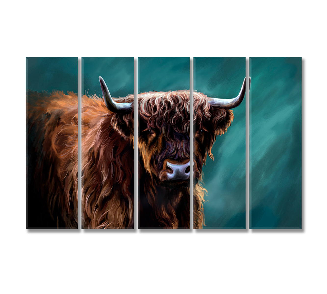 Highland Cow Art Print For Home-Canvas Print-CetArt-5 Panels-36x24 inches-CetArt