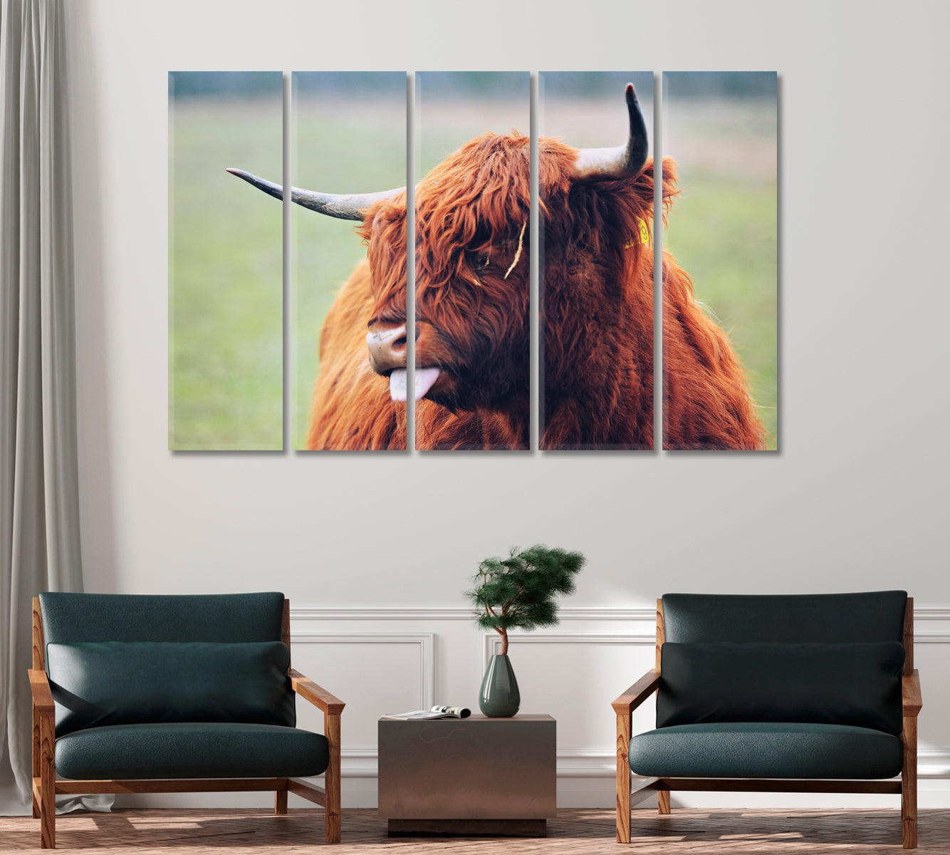 Cute Highland Cow Home Art Decor-Canvas Print-CetArt-1 Panel-24x16 inches-CetArt