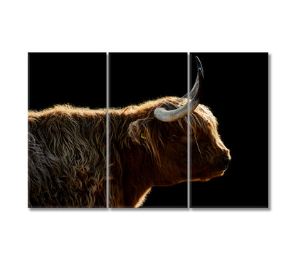 Highland Cow Art Wall Decor-Canvas Print-CetArt-3 Panels-36x24 inches-CetArt