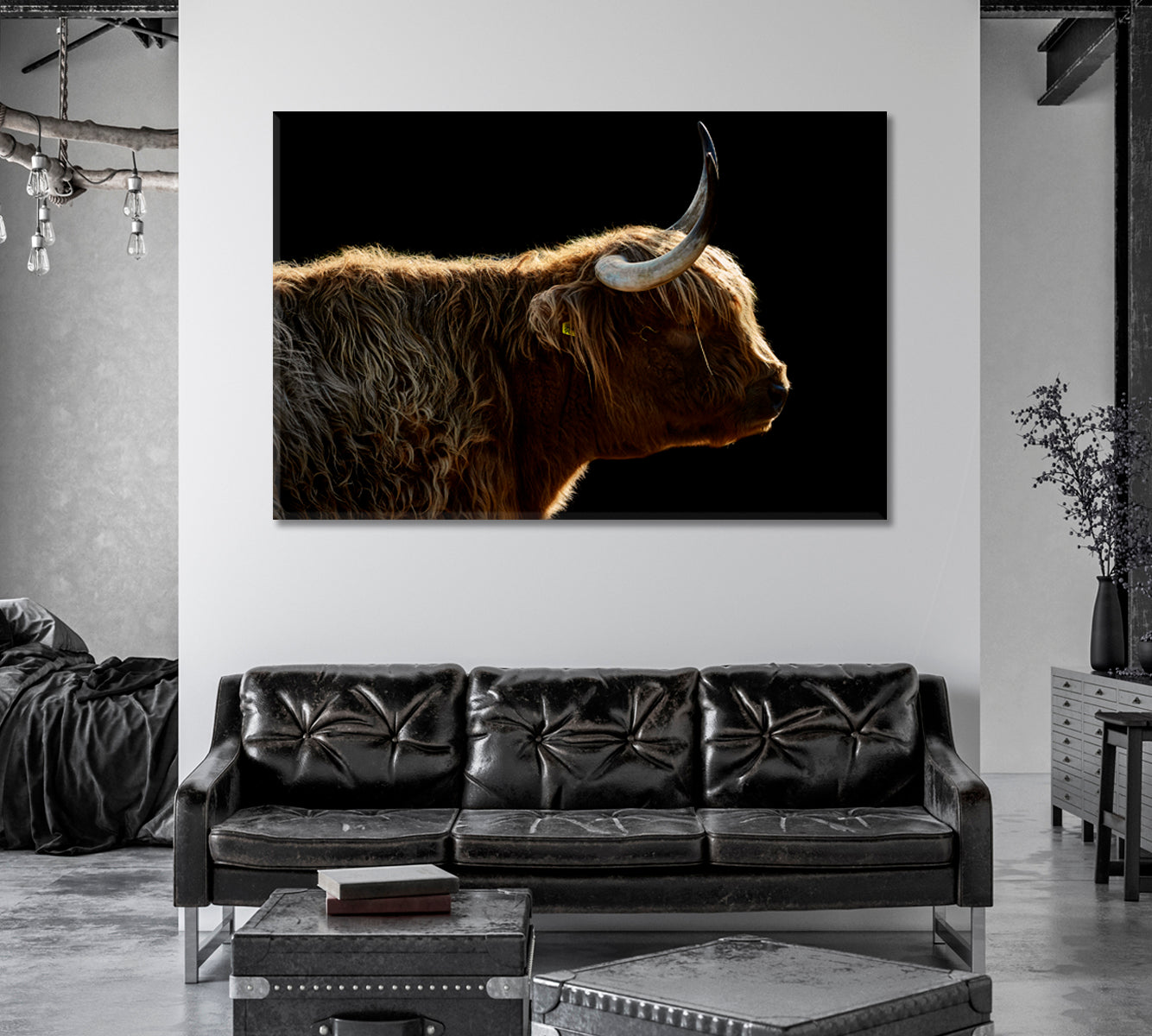 Highland Cow Art Wall Decor-Canvas Print-CetArt-1 Panel-24x16 inches-CetArt