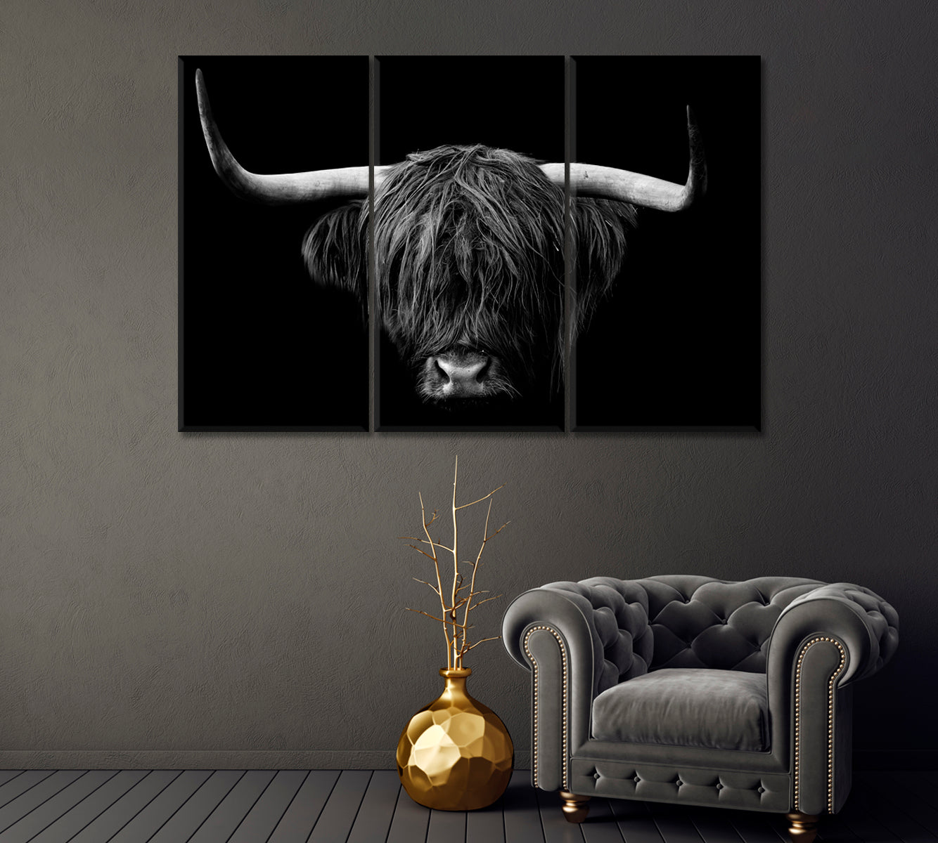 Highland Cow Standing Portrait Canvas Print-Canvas Print-CetArt-1 Panel-24x16 inches-CetArt