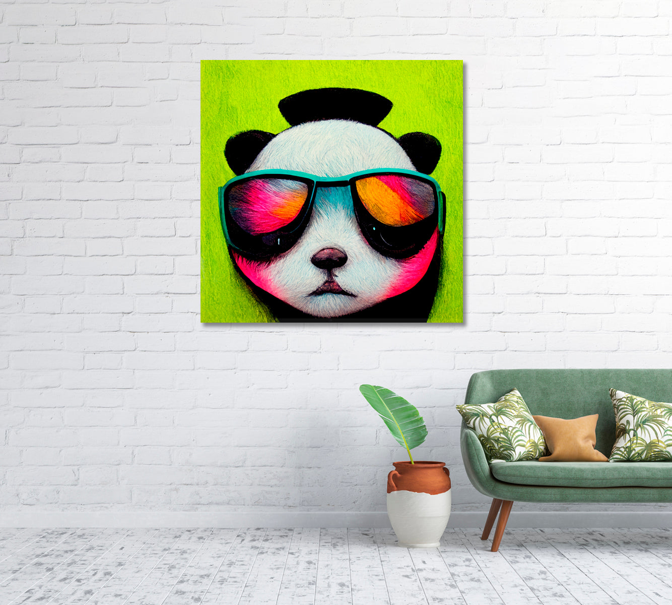Hipster Panda in Sunglasses Art Print-Canvas Print-CetArt-1 panel-12x12 inches-CetArt