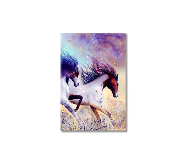 Galloping horses canvas — movement and rustic energy