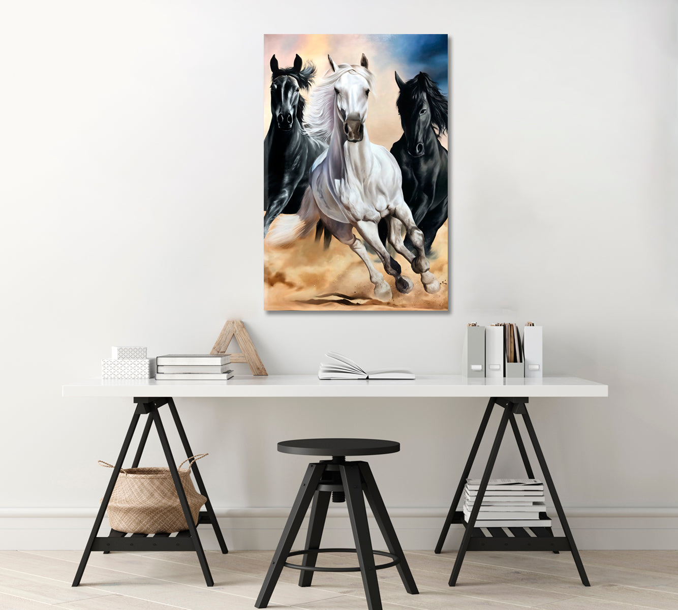 Horses Trendy Wall Art Decor-Canvas Print-CetArt-1 panel-16x24 inches-CetArt