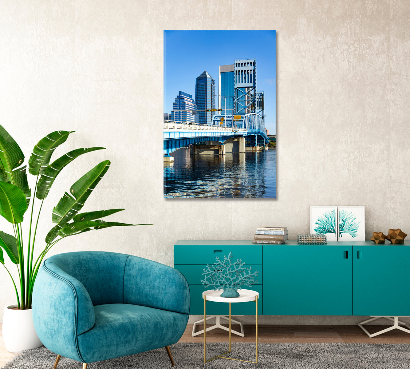 Jacksonville Florida Modern Wall Art-Canvas Print-CetArt-1 panel-16x24 inches-CetArt