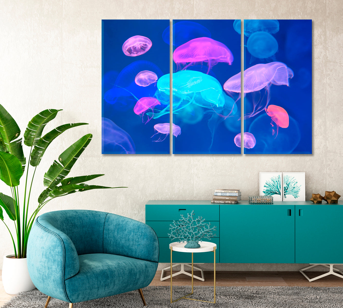 Colorful Jellyfish Canvas Wall Decor-Canvas Print-CetArt-1 Panel-24x16 inches-CetArt
