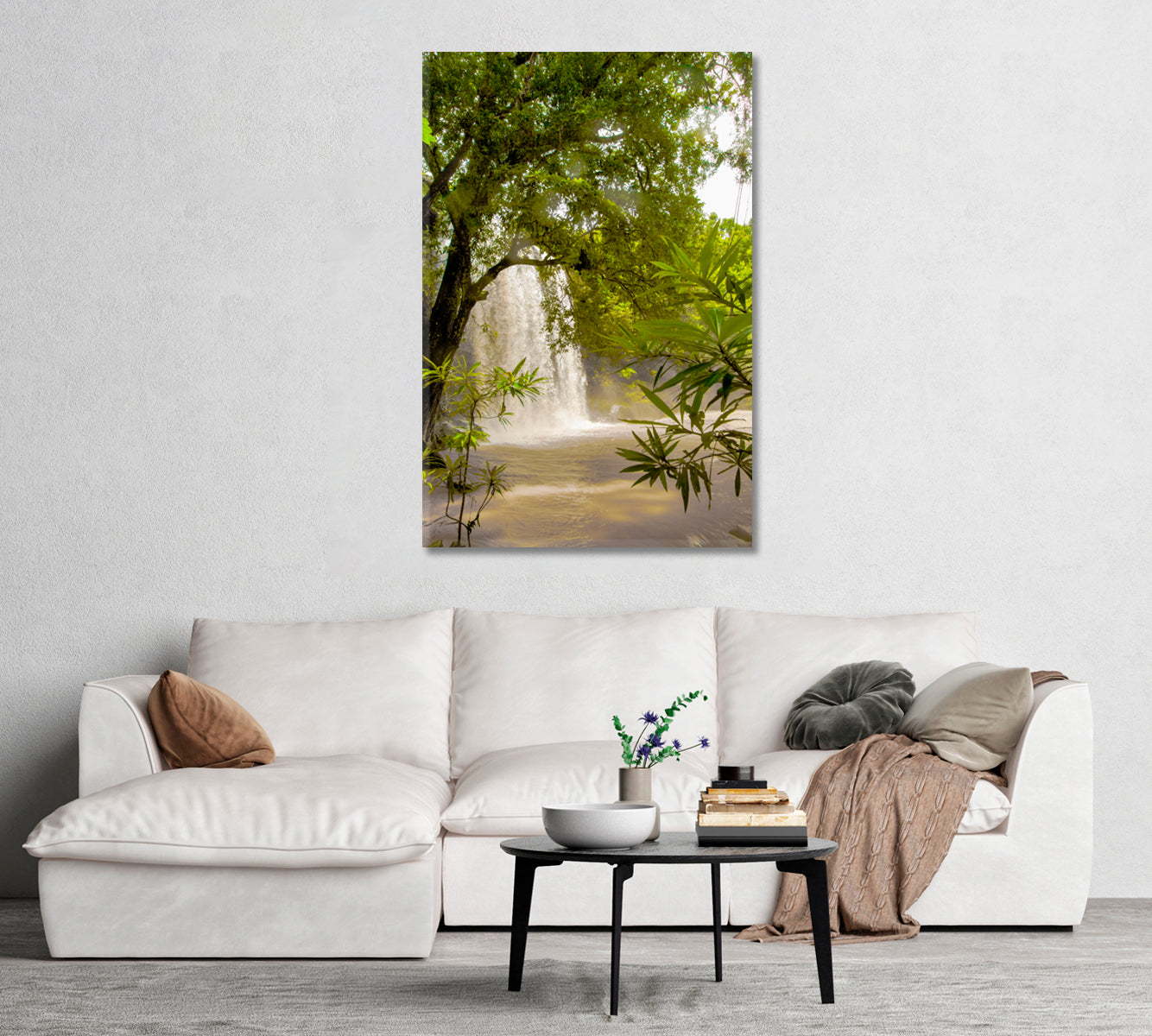 Africa Jungle Waterfall Canvas Home Interior-Canvas Print-CetArt-1 panel-16x24 inches-CetArt
