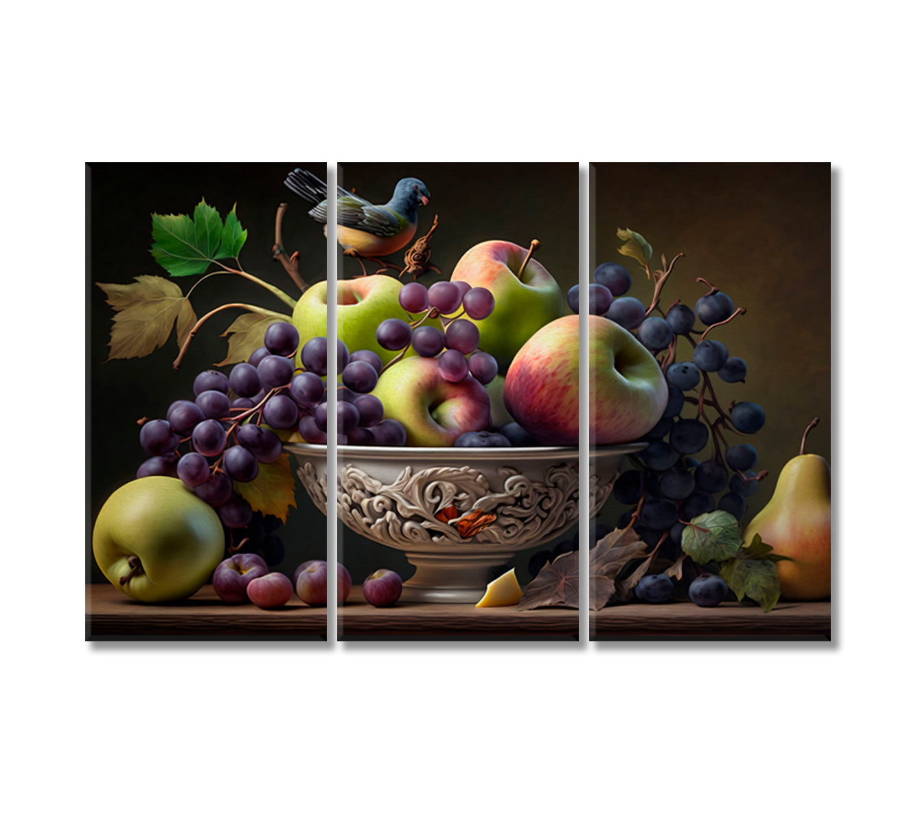 Apple Still Life Wall Art-Canvas Print-CetArt-3 Panels-36x24 inches-CetArt