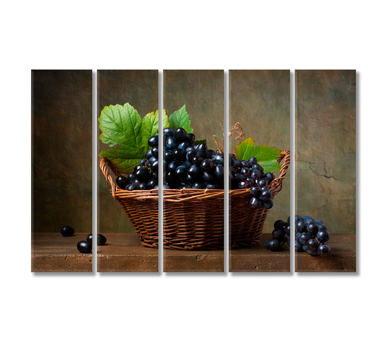Grapes Still Life Canvas Wall Art-Canvas Print-CetArt-5 Panels-36x24 inches-CetArt