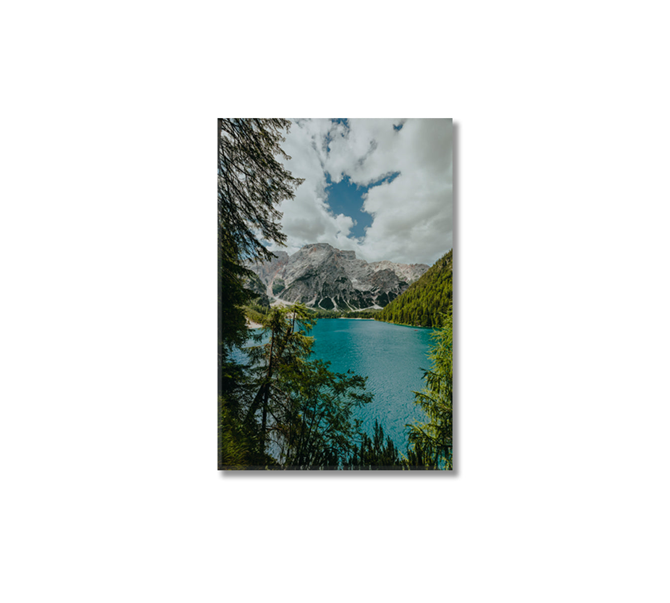 Lake Braies Dolomites Alps Canvas Print-Canvas Print-CetArt-1 panel-16x24 inches-CetArt
