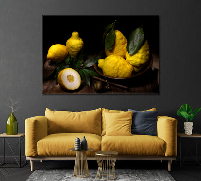 Lemons Still Life Home Wall Art-Canvas Print-CetArt-1 Panel-24x16 inches-CetArt