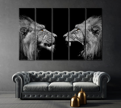 Lions Black and White Canvas Print-Canvas Print-CetArt-1 Panel-24x16 inches-CetArt