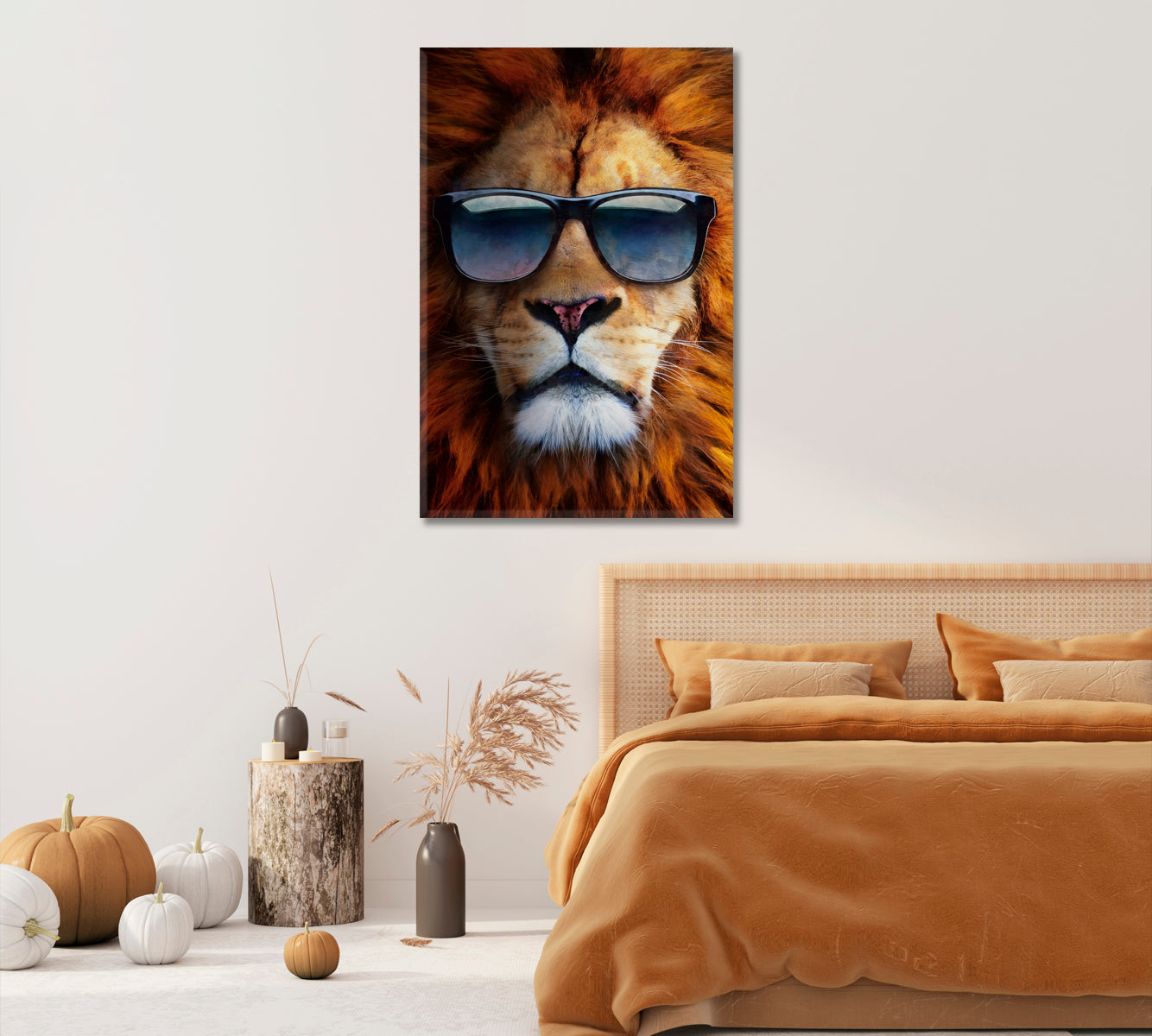 Lion with Sunglasses Creative Canvas Art-Canvas Print-CetArt-1 panel-16x24 inches-CetArt