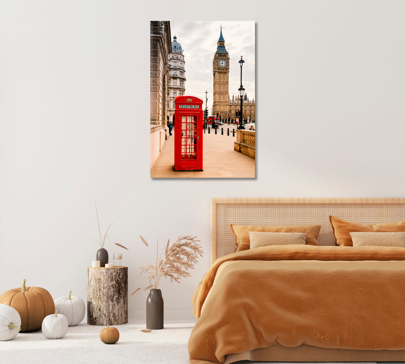 London Red Telephone Booth Wall Art-Canvas Print-CetArt-1 panel-16x24 inches-CetArt