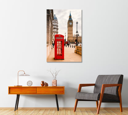 London Red Telephone Booth Wall Art-Canvas Print-CetArt-1 panel-16x24 inches-CetArt