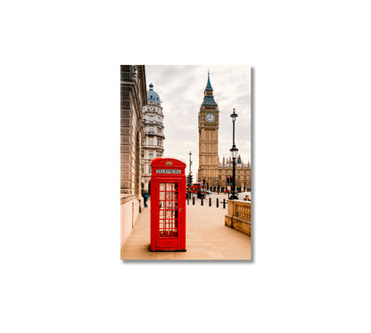 London Red Telephone Booth Wall Art-Canvas Print-CetArt-1 panel-16x24 inches-CetArt